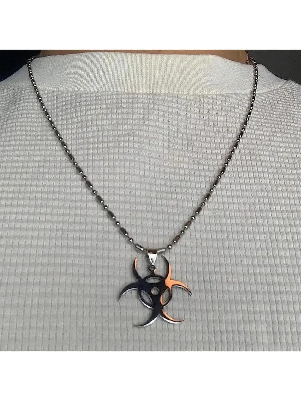 Y2k Nuclear ☢️ opium punk gothic style necklace. Cool design. Chain is unisex